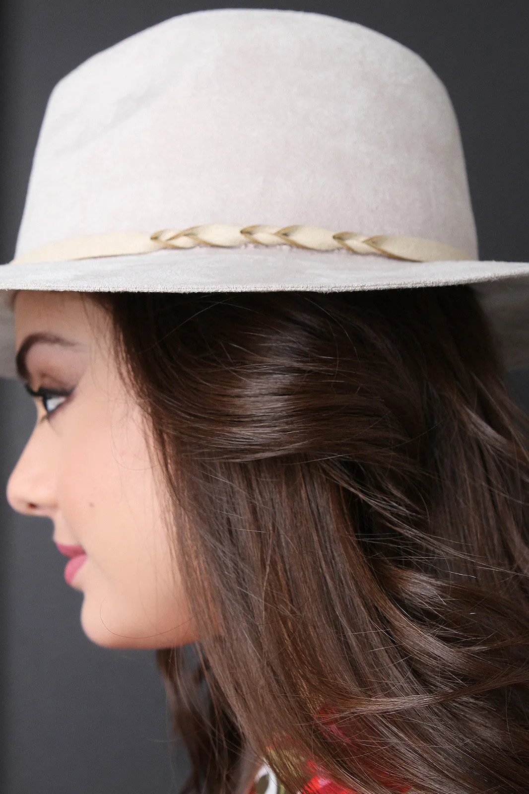 Suede Braid Trim Fedora Hat