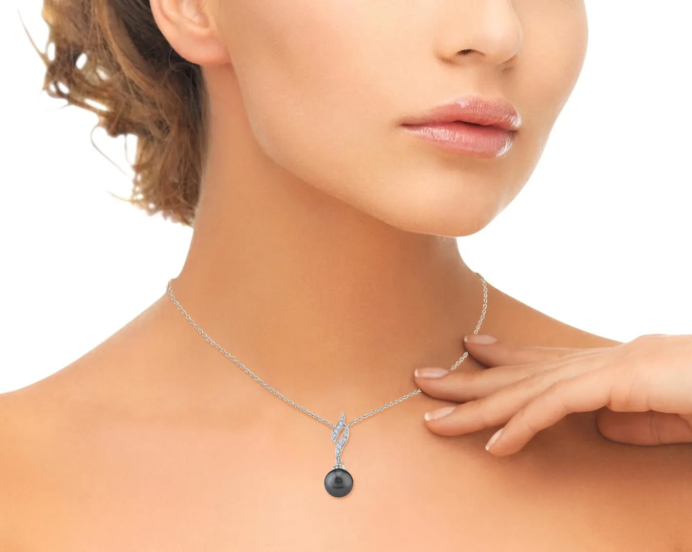 Tahitian South Sea Pearl & Diamond Flame Pendant