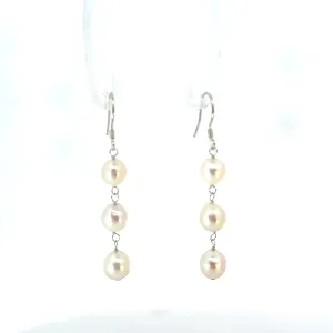 Three Pearl Drop Earrings