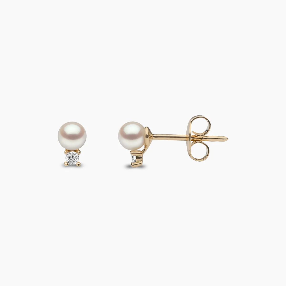 Trend 18K Gold Freshwater Pearl And Diamond Petite Stud Earrings