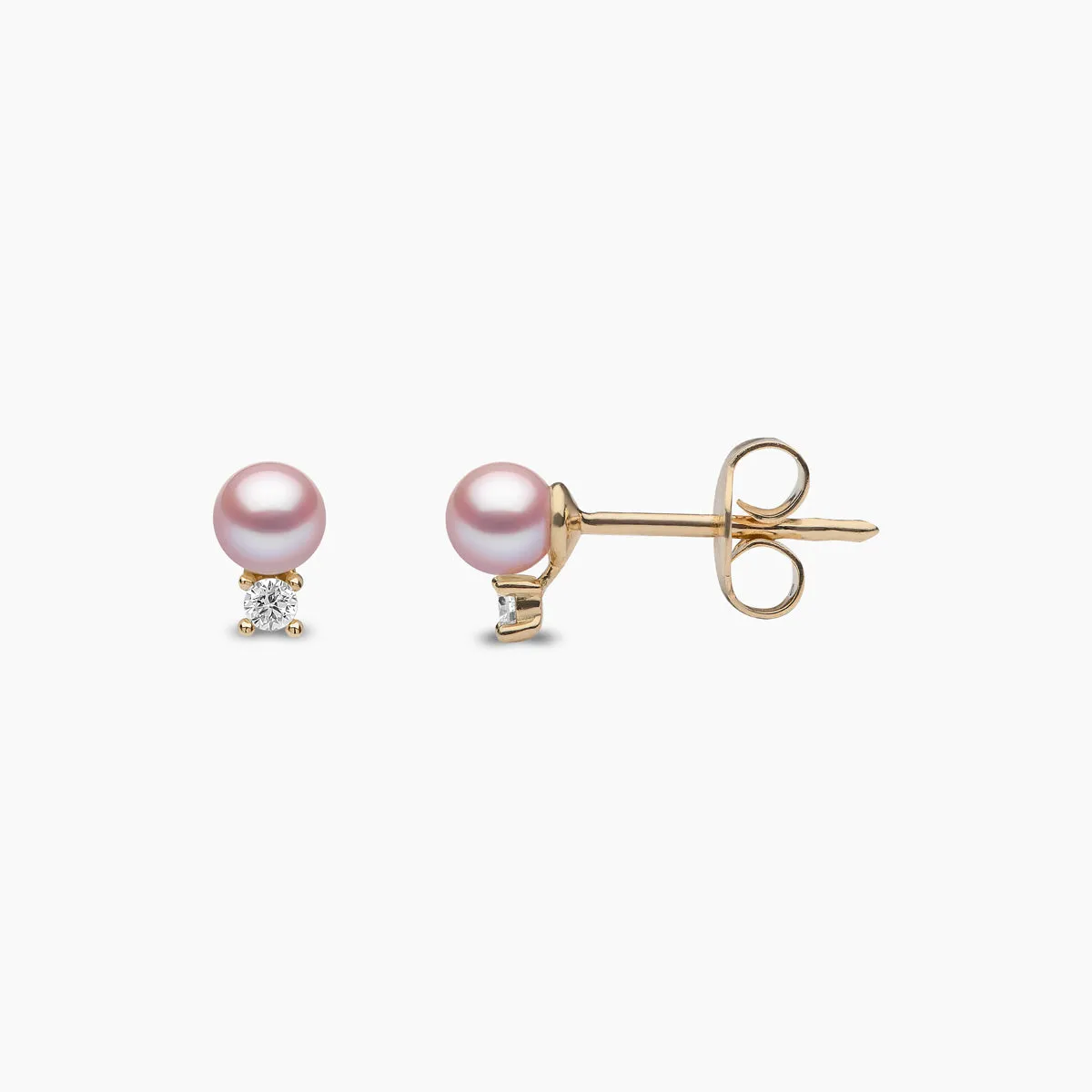 Trend 18K Gold Freshwater Pearl And Diamond Petite Stud Earrings