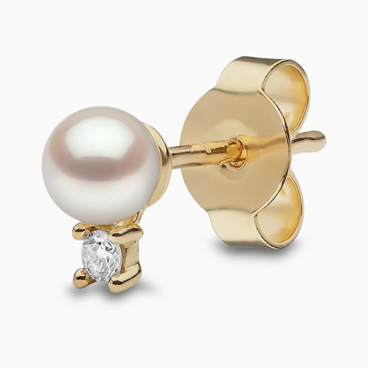 Trend 18K Gold Freshwater Pearl And Diamond Petite Stud Earrings