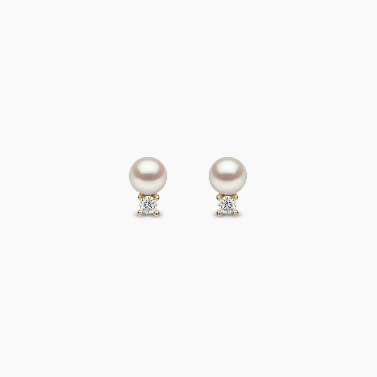 Trend 18K Gold Freshwater Pearl And Diamond Petite Stud Earrings