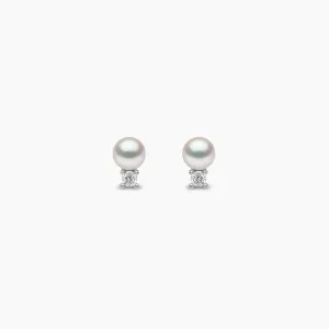 Trend 18K Gold Freshwater Pearl And Diamond Petite Stud Earrings