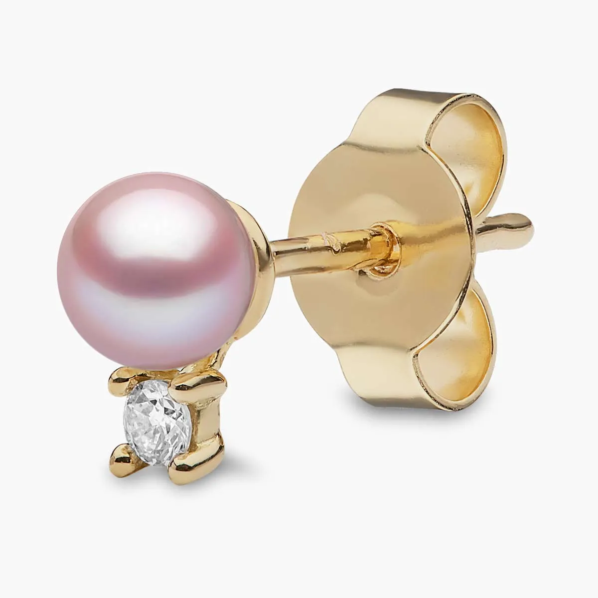 Trend 18K Gold Freshwater Pearl And Diamond Petite Stud Earrings