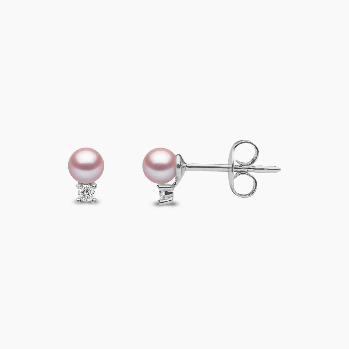 Trend 18K Gold Freshwater Pearl And Diamond Petite Stud Earrings