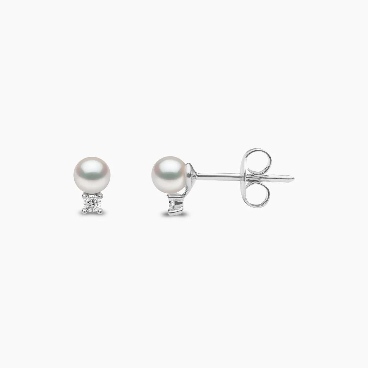 Trend 18K Gold Freshwater Pearl And Diamond Petite Stud Earrings