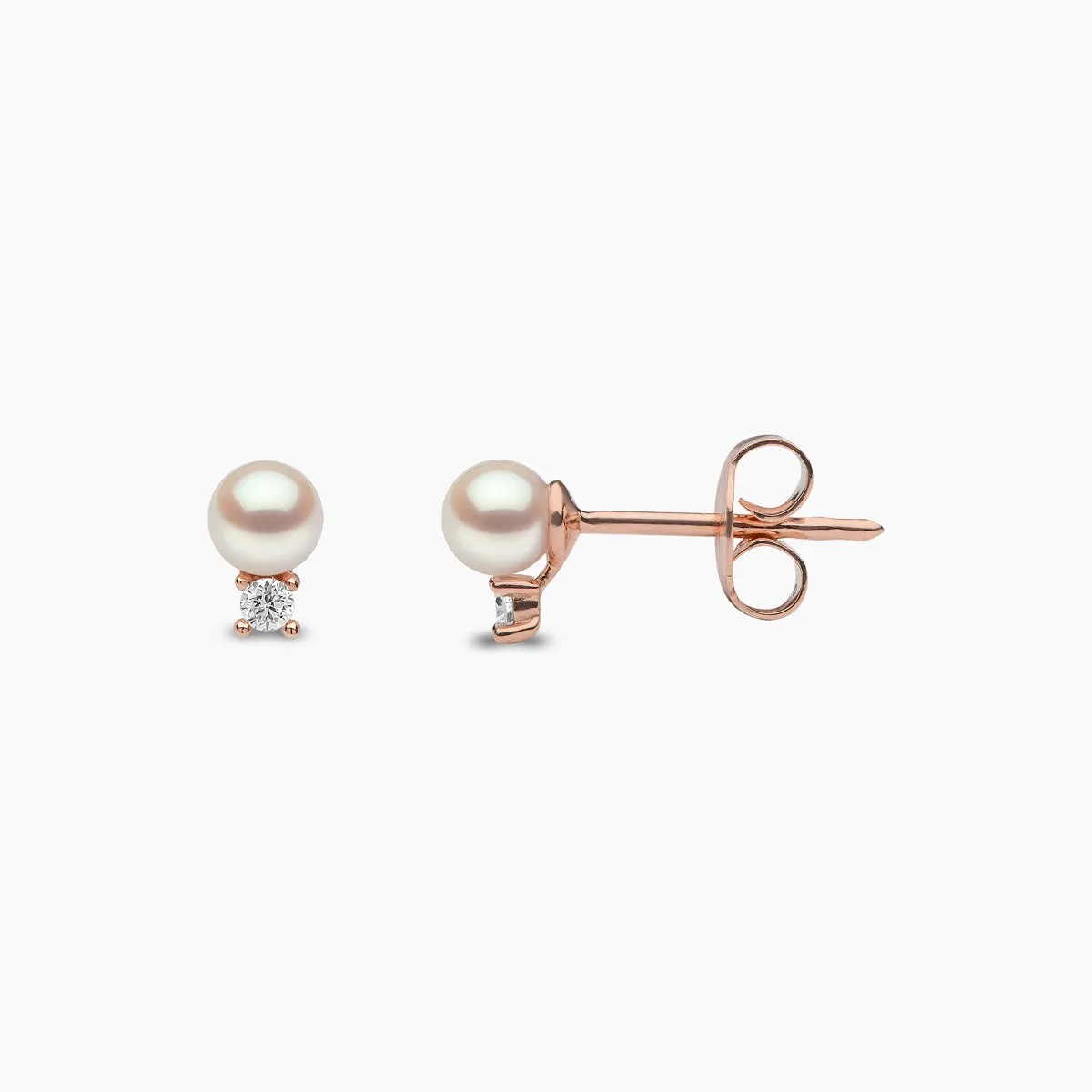 Trend 18K Gold Freshwater Pearl And Diamond Petite Stud Earrings