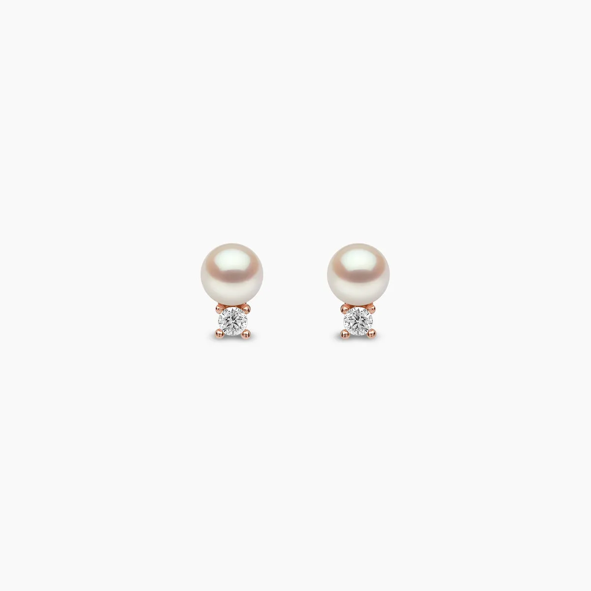 Trend 18K Gold Freshwater Pearl And Diamond Petite Stud Earrings