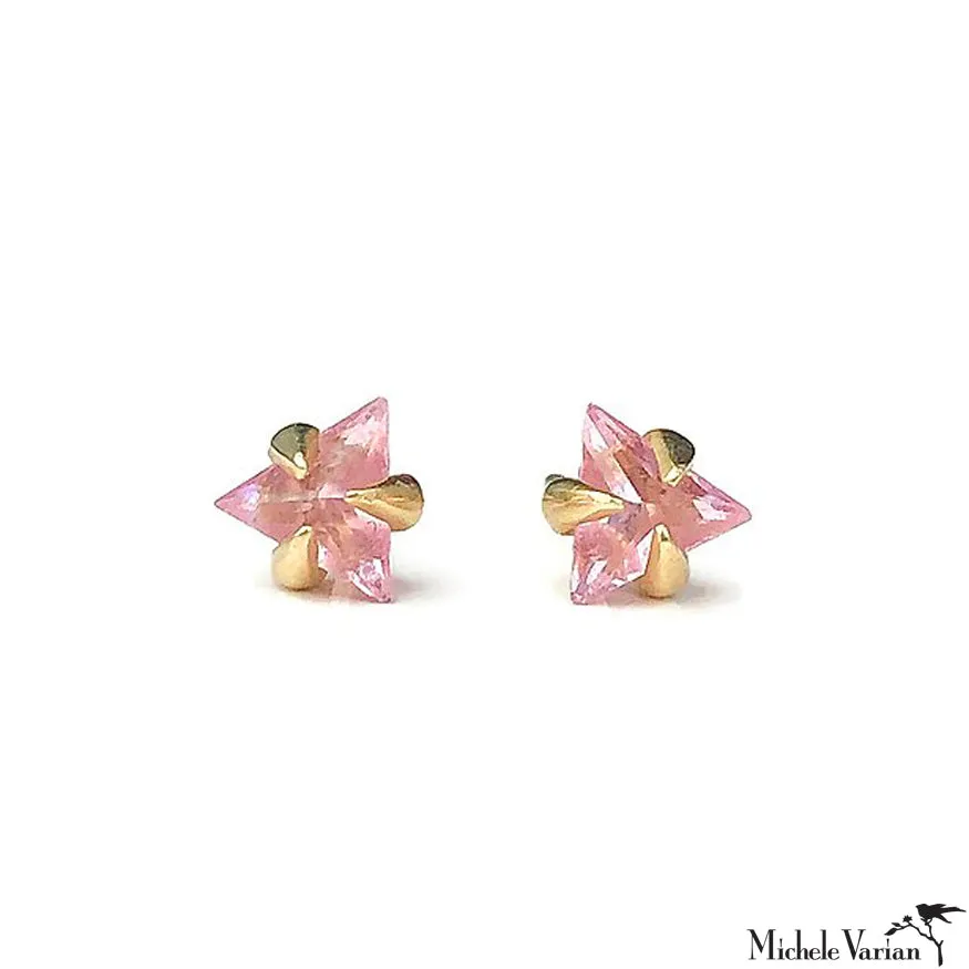 Trillion Pink Sapphire Stud Earrings