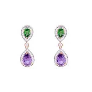 Tsavorite & Purple Sapphire Earrings