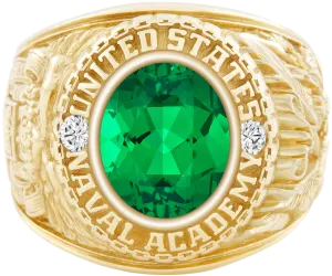 USNA Class Ring Mod™ with Emerald Centerpiece and Diamond Dividers