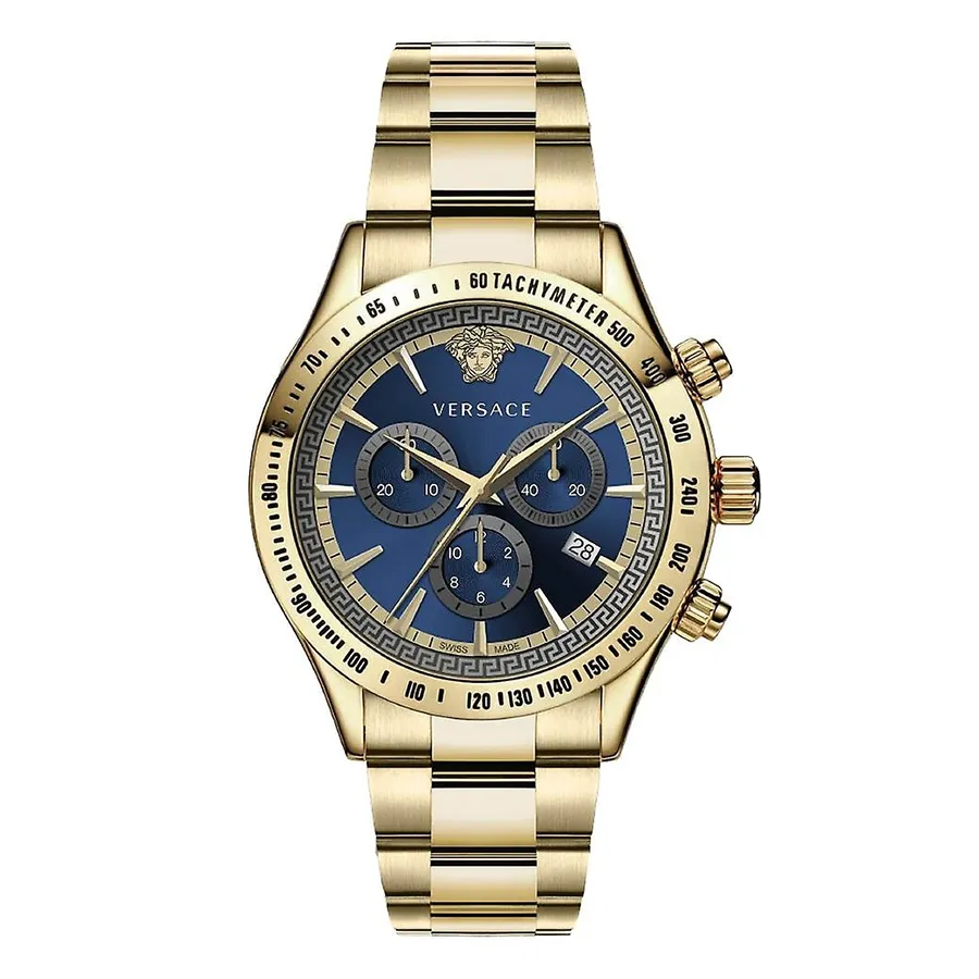 Versace Men's Watch Chrono Classic Blue Gold Bracelet VEV700619