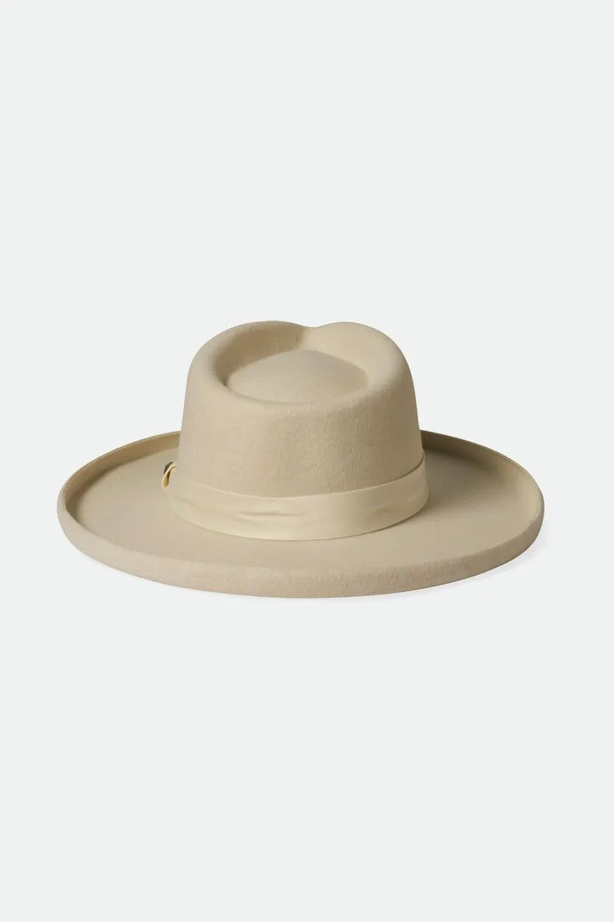 Victoria Felt Fedora - Off White/Off White Satin