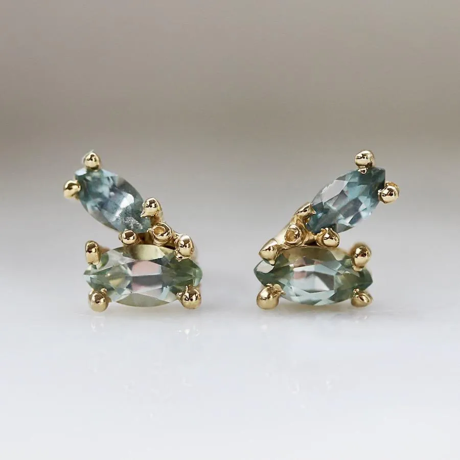 Victory Blue Green Sapphire Earrings