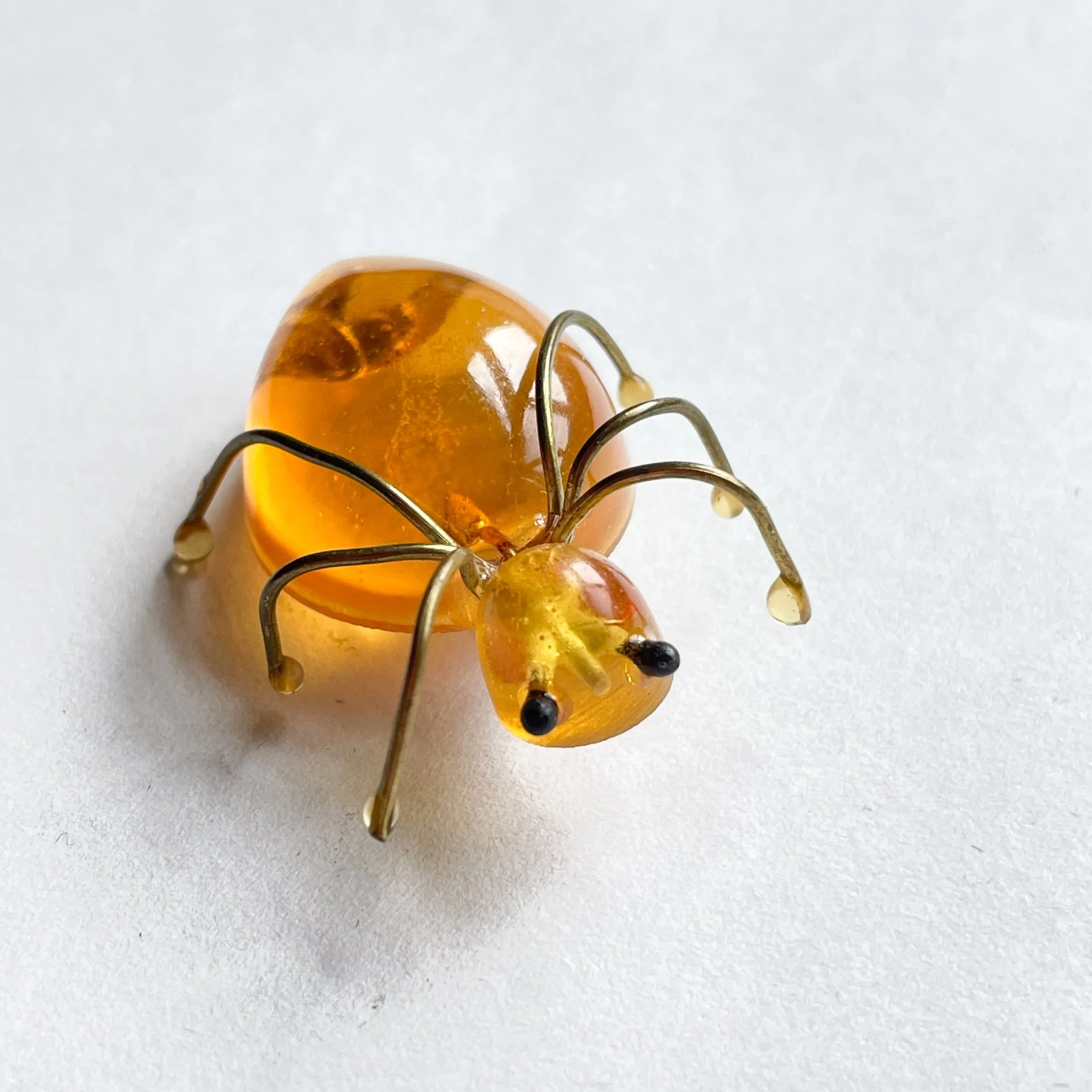 Vintage 30s Lucite Bug Pin, Novelty Brooch