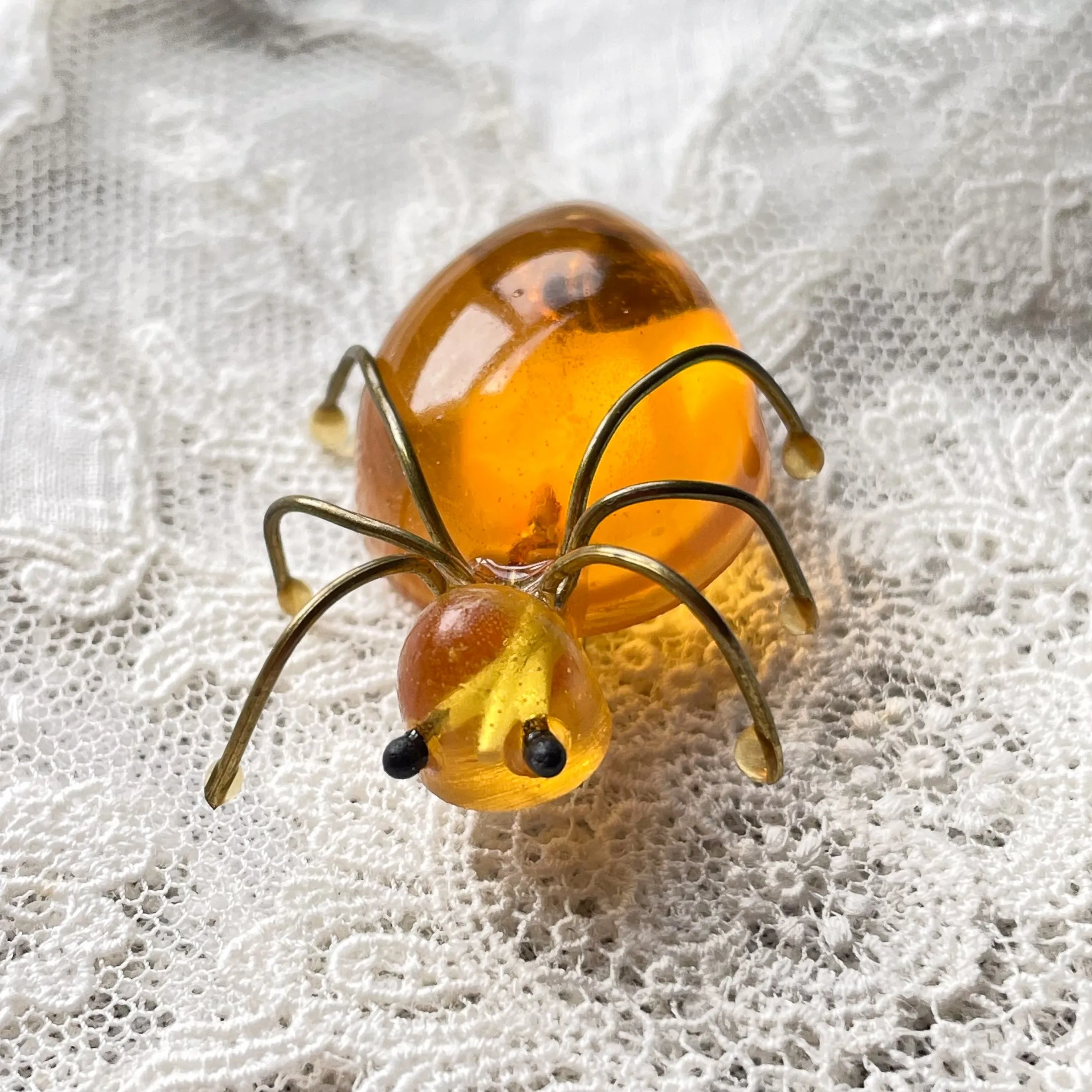 Vintage 30s Lucite Bug Pin, Novelty Brooch