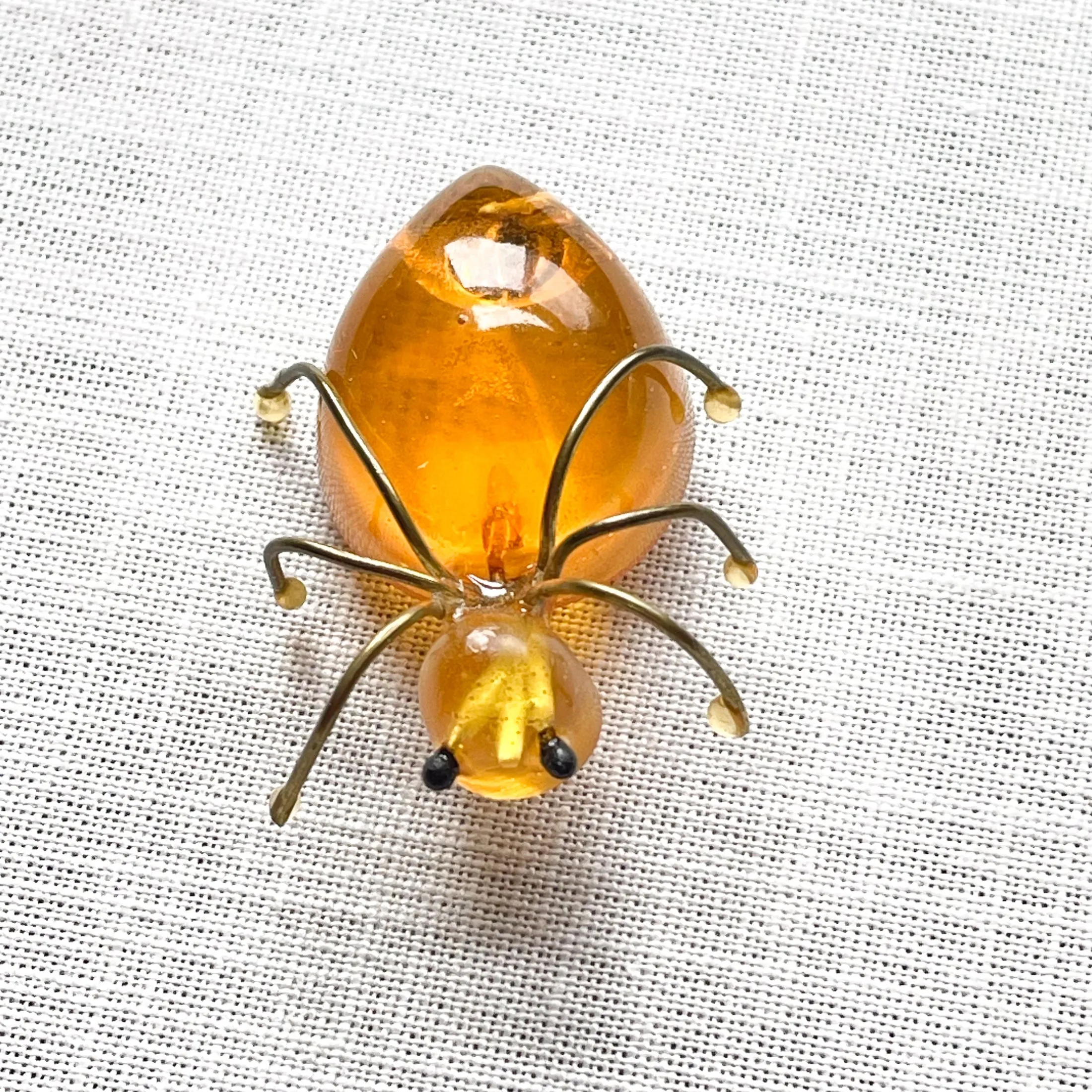 Vintage 30s Lucite Bug Pin, Novelty Brooch