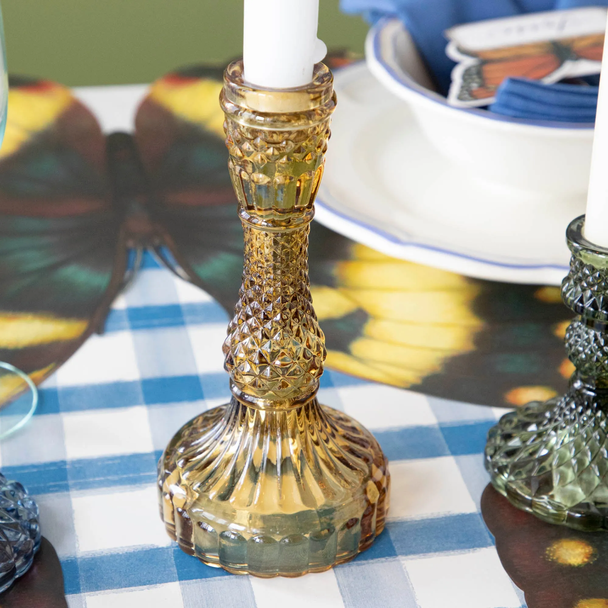 Vintage Amber Candlestick