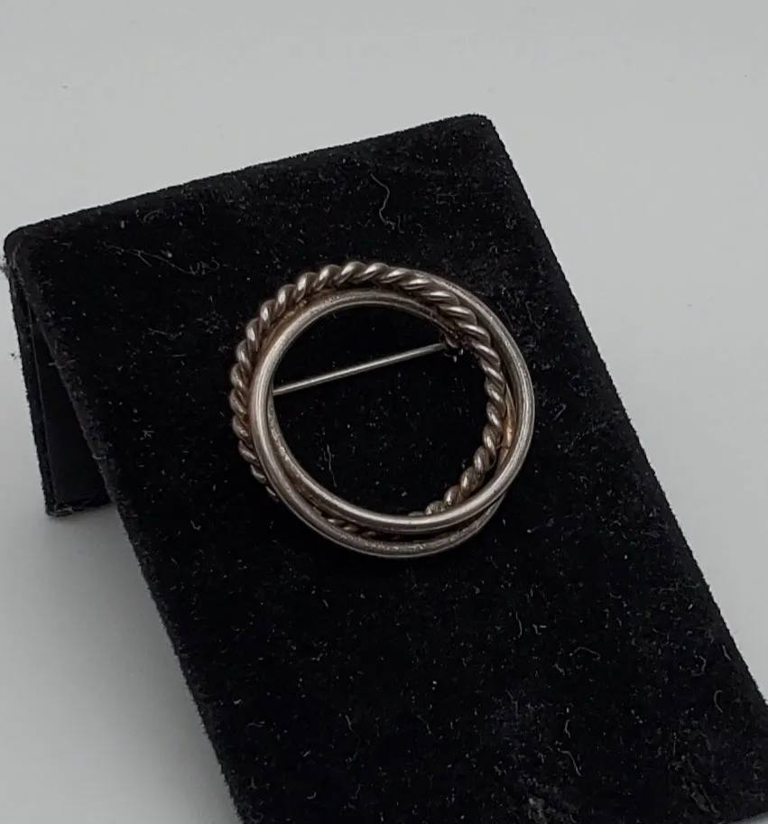 Vintage Triple Hoop Sterling Silver Brooch