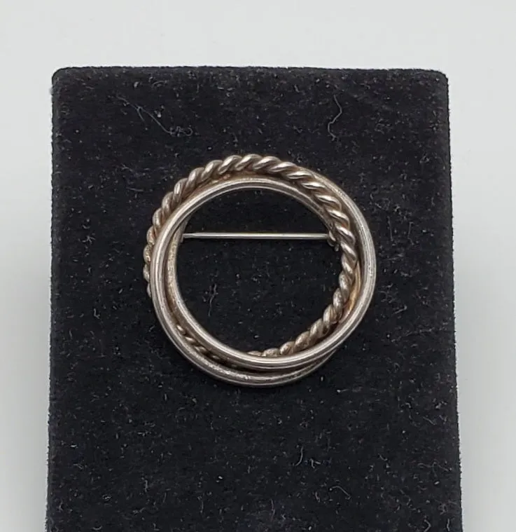 Vintage Triple Hoop Sterling Silver Brooch