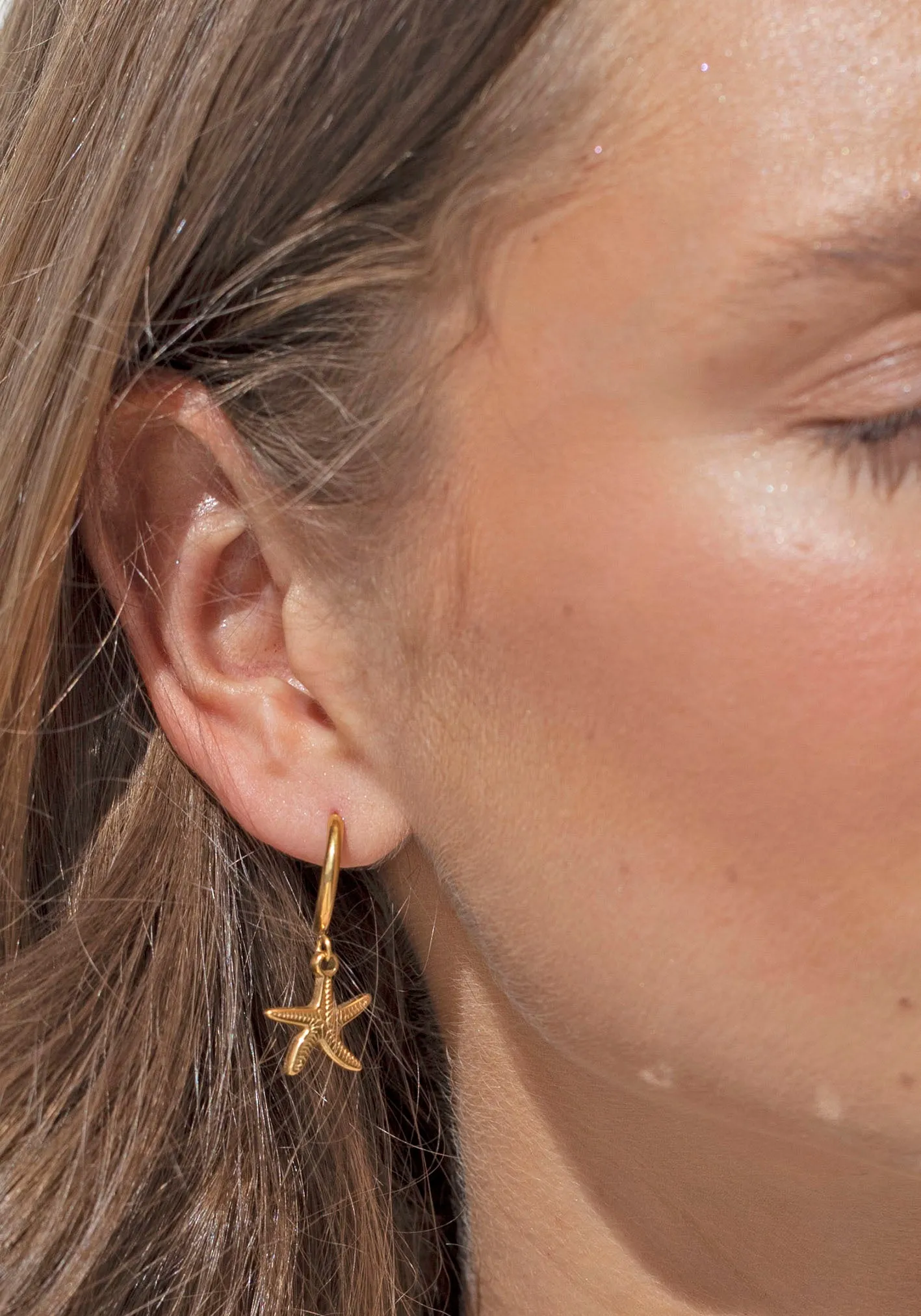 Washed Ashore Starfish Gold Earrings