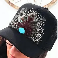 Western Feather Crown Trucker Hat (3 colors)