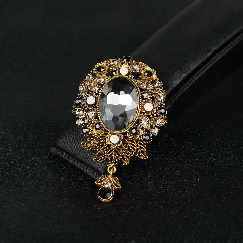 Women's Boheimia Round Crystal Waterdrop Brooch