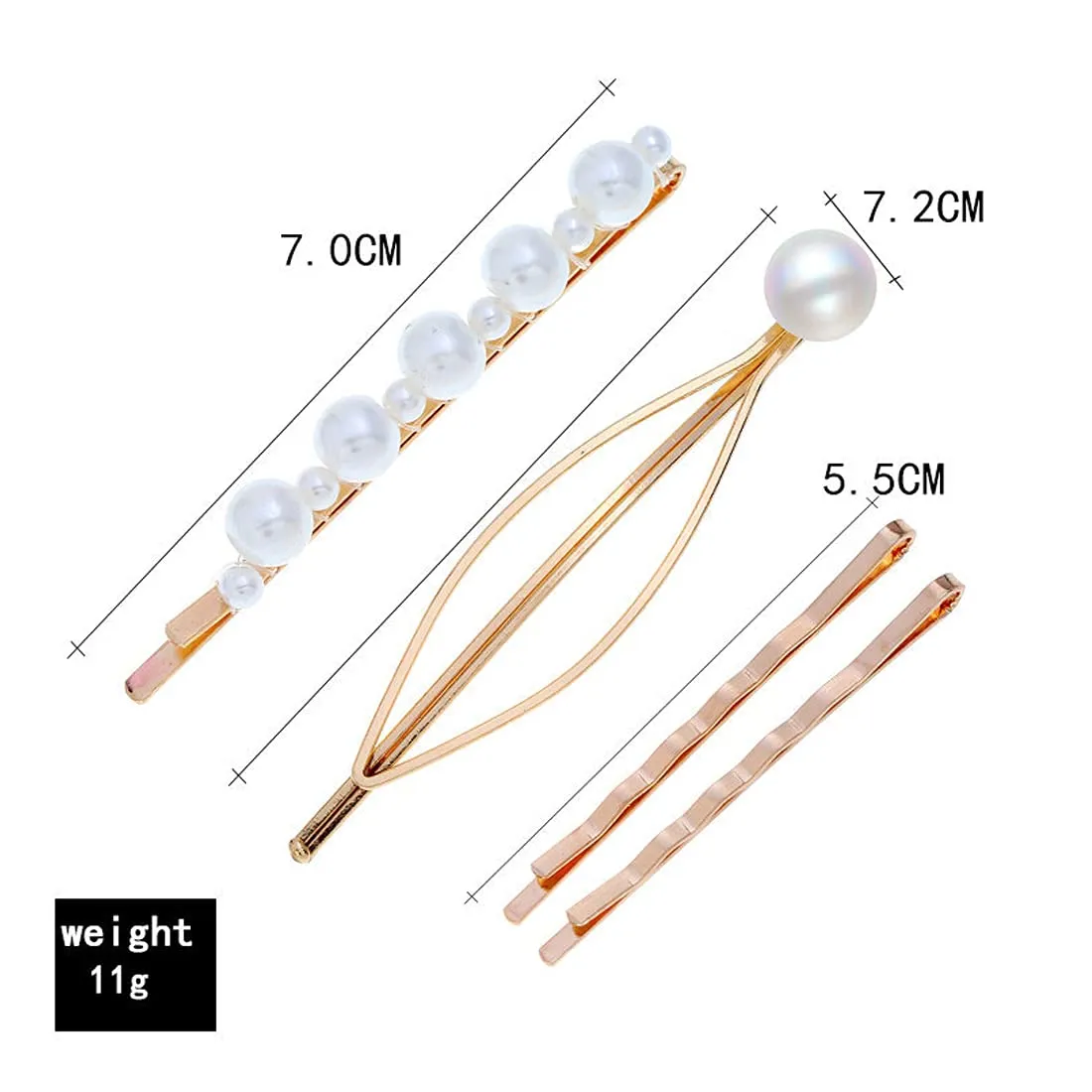 Yellow Chimes Combo of 2 Pairs Gold Plated Geometric Shape Pearl Design Drop Earrings and Hair Clip Set for Women and Girls, Medium (YCFJER-18GEOMPRL-C-GL)