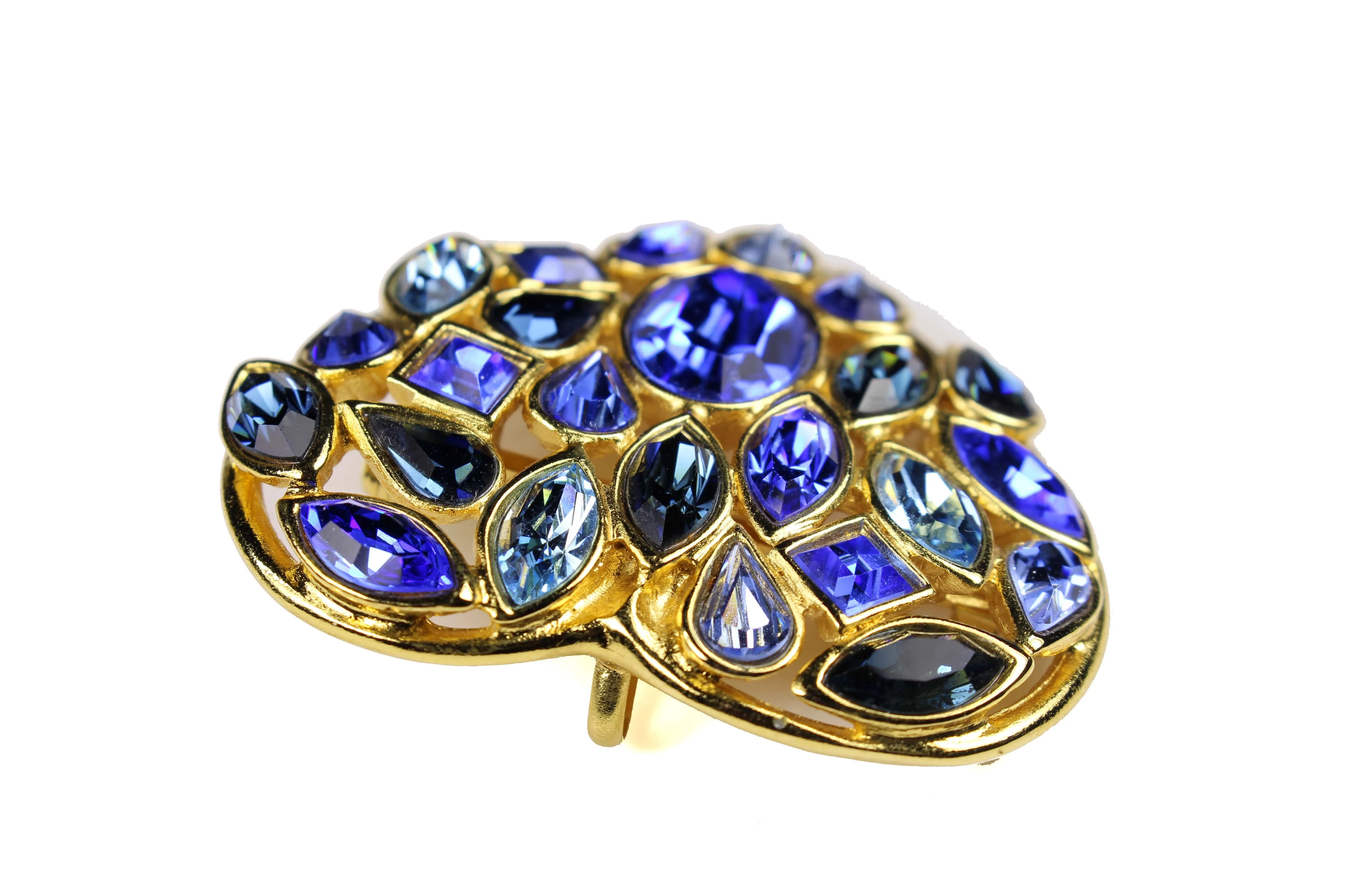 YVES SAINT LAURENT blue heart pendant brooch