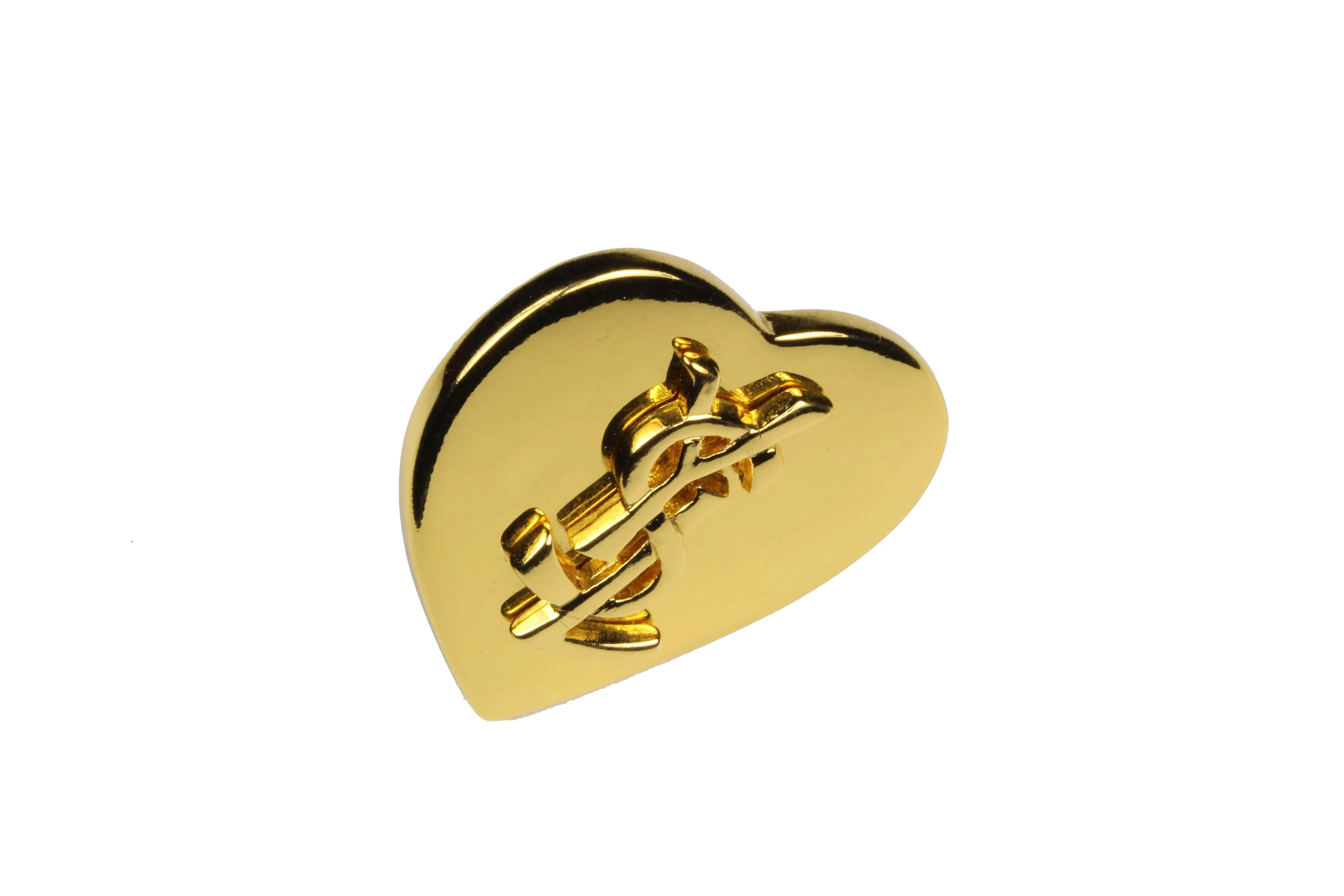 YVES SAINT LAURENT heart Logo brooch